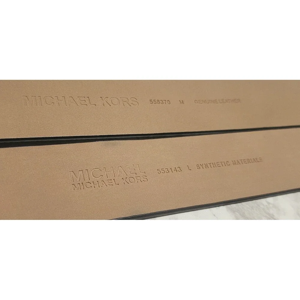 MICHAEL KORS Women's‎ MK Logo Belt Size M/L Brown & Black New Gold Silver